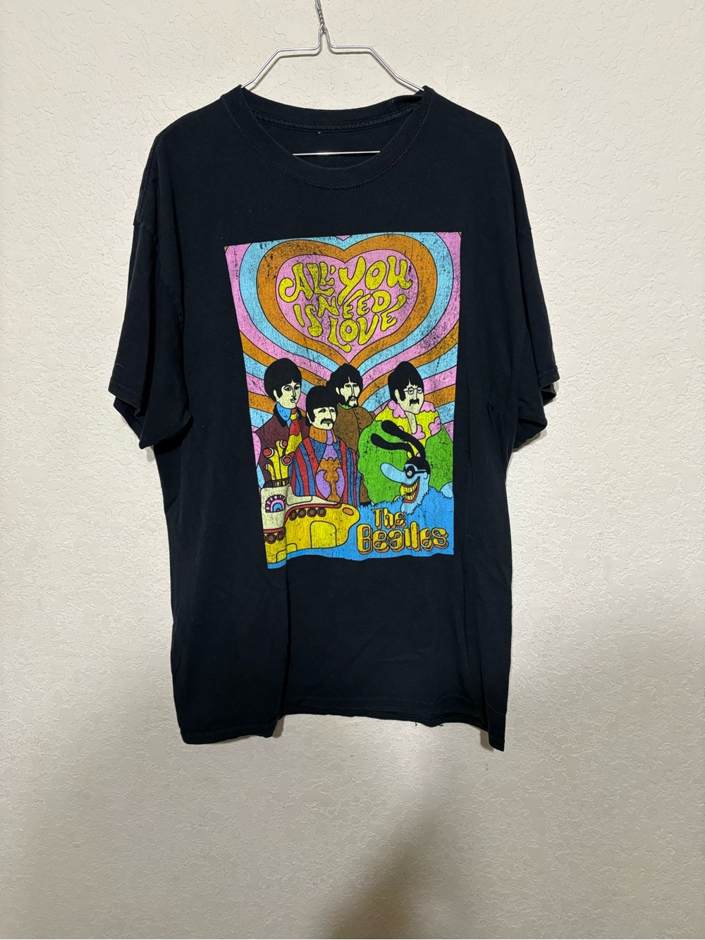 The Beatles Black Short Sleeve Tee All You Need Is Love